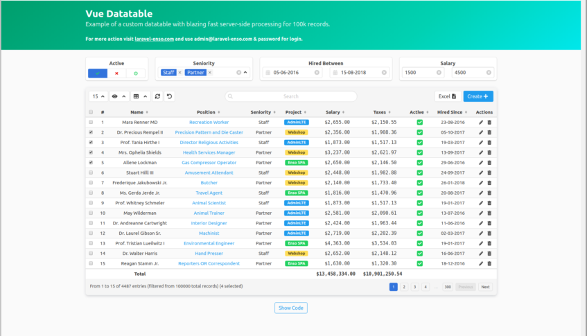 Tables - VueJS