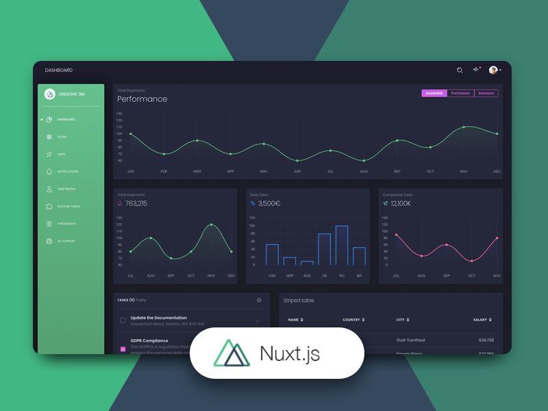 Nuxt Black Dashboard - VueJS