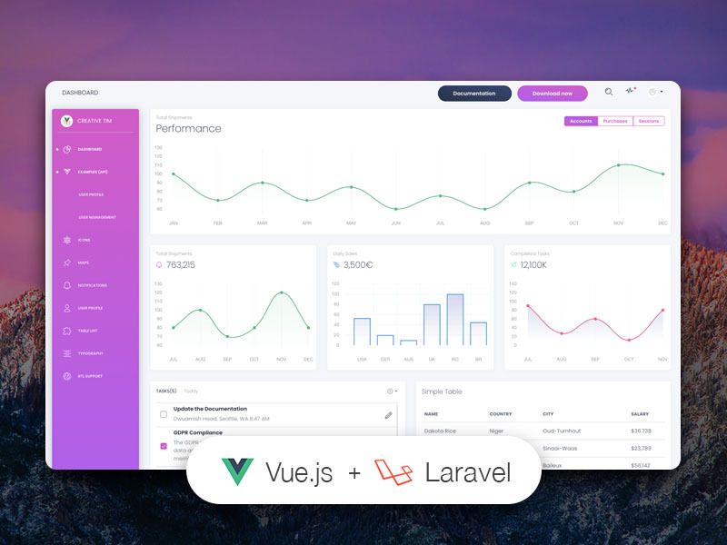 Vue White Dashboard Laravel